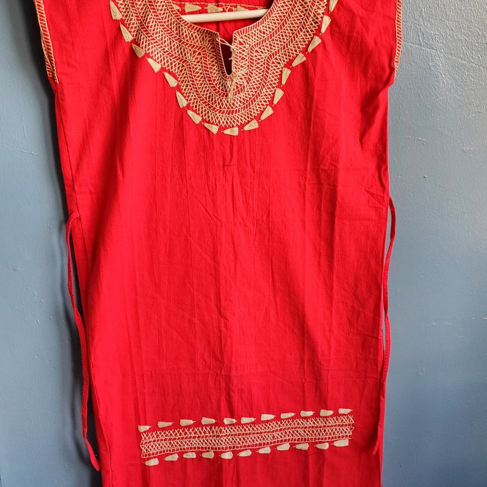 Red Mexican Artisanal Dress - Picture 3 of 5
